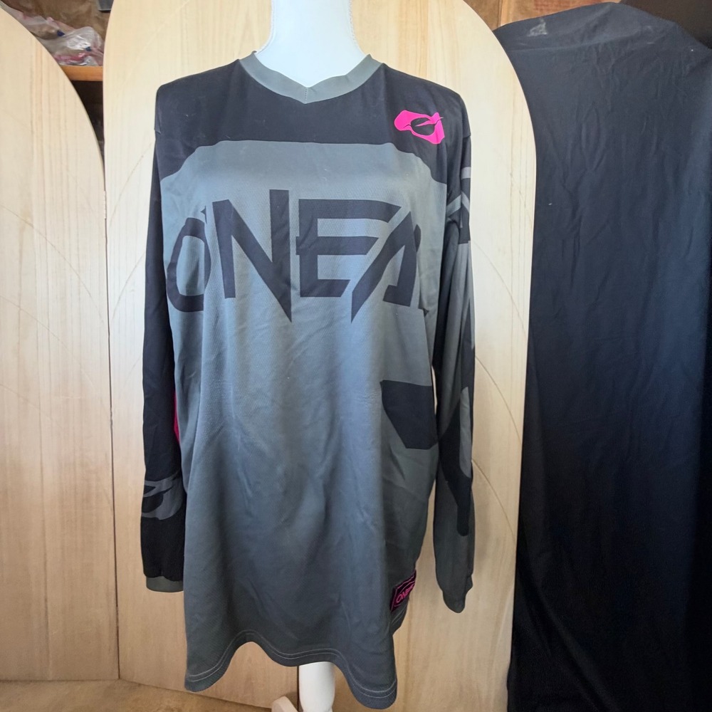 ONeal Motocross Jersey Womens 2XL Grey Black Pink Long Sleeve MTB Racing Top